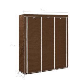 Armoire avec compartiments et barres Marron 150x45x175 cm Tissu