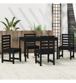 Ensemble à dîner de jardin 5 pcs noir bois massif de pin