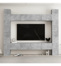 Ensemble de meubles TV 8 pcs Gris béton Aggloméré