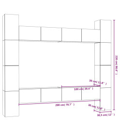 Ensemble de meubles TV 8 pcs Gris béton Aggloméré