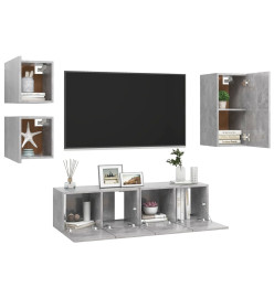 Ensemble de meuble TV 5 pcs Gris béton Aggloméré