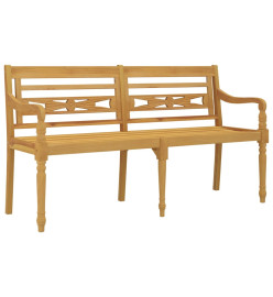 Banc Batavia avec coussin noir 150 cm Bois de teck massif