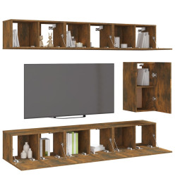 Ensemble de meubles TV 7 pcs Chêne fumé Bois d'ingénierie