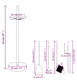 Set d’outils de cheminée 5 pcs 18x66 cm acier