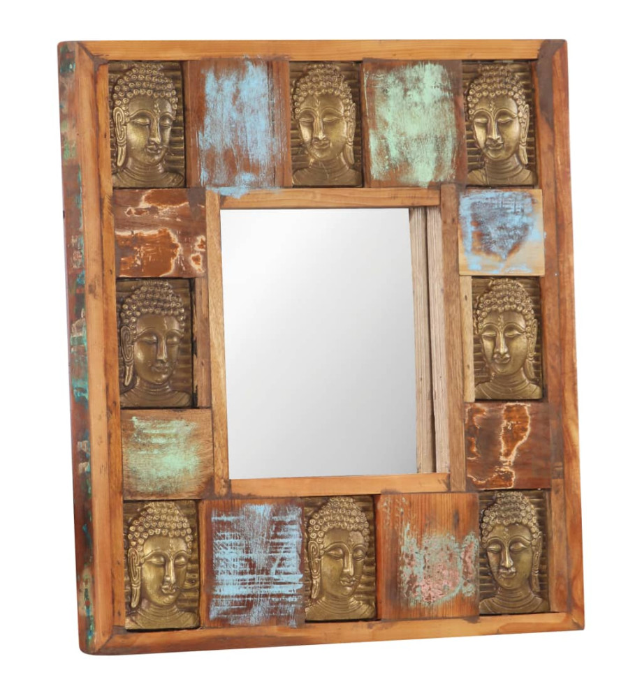 Miroir avec revêtement Bouddha 50x50 cm Bois de récupération