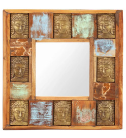 Miroir avec revêtement Bouddha 50x50 cm Bois de récupération