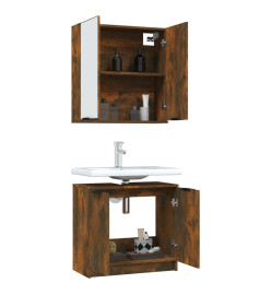 Ensemble d'armoires de salle de bain 2 pcs chêne fumé