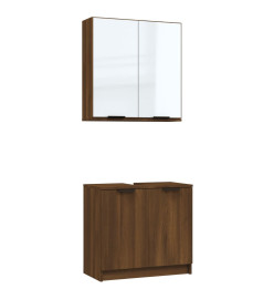 Ensemble d'armoires de salle de bain 2 pcs chêne marron