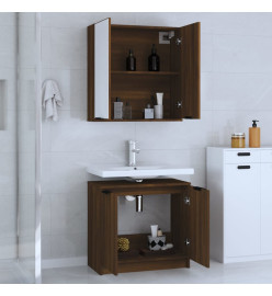 Ensemble d'armoires de salle de bain 2 pcs chêne marron