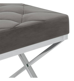 Banc 97 cm Gris Velours et acier inoxydable