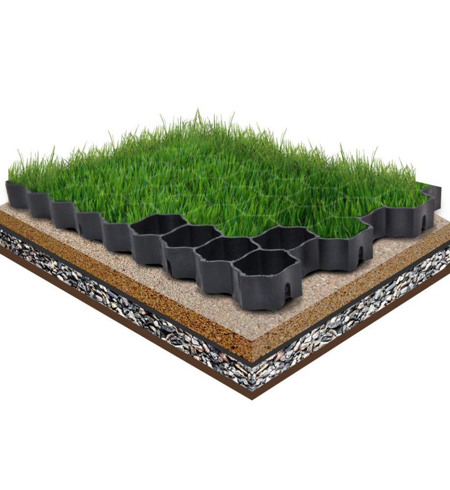 Grilles d'herbe 16 pcs noir 60x40x3 cm plastique