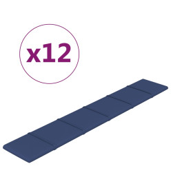 Panneaux muraux 12 pcs Bleu 90x15 cm Tissu 1,62 m²