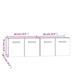 Armoires murales 2 pcs Noir 60x36,5x35 cm Bois d'ingénierie