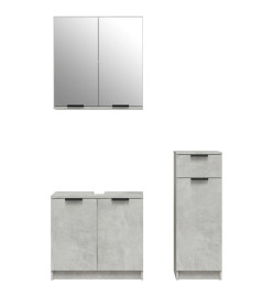 Ensemble d'armoires de salle de bain 3 pcs gris béton