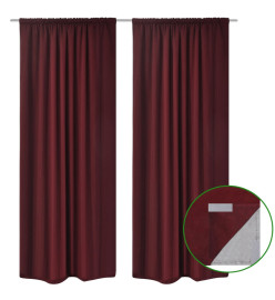 Rideau occultant 2 pcs à double couche 140 x 245 cm Bordeaux