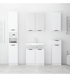 Meubles de salle de bain 5 pcs Blanc Bois d'ingénierie