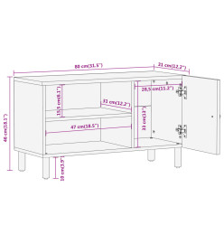 Meuble TV 80x31x46 cm bois massif de manguier