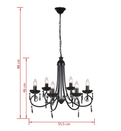 Lustre suspendu Noir 6 douilles d'ampoule