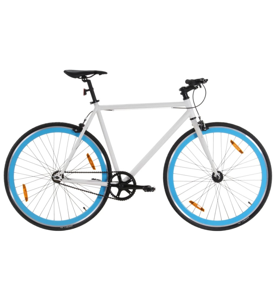 Vélo à pignon fixe blanc et bleu 700c 59 cm