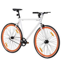 Vélo à pignon fixe blanc et orange 700c 59 cm