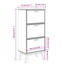 Armoire à chaussures OLDEN marron 55x35x120 cm bois pin massif