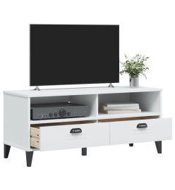 Meuble TV VIKEN blanc bois de pin solide