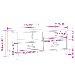 Meuble TV VIKEN blanc bois de pin solide