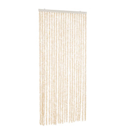 Rideau anti-mouches beige et blanc 90x200 cm chenille