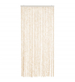 Rideau anti-mouches beige et blanc 90x200 cm chenille