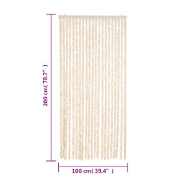 Rideau anti-mouches beige et blanc 100x200 cm chenille