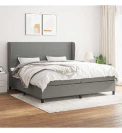 Lit à sommier tapissier avec matelas Gris foncé 200x200cm Tissu