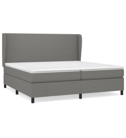 Lit à sommier tapissier avec matelas Gris foncé 200x200cm Tissu