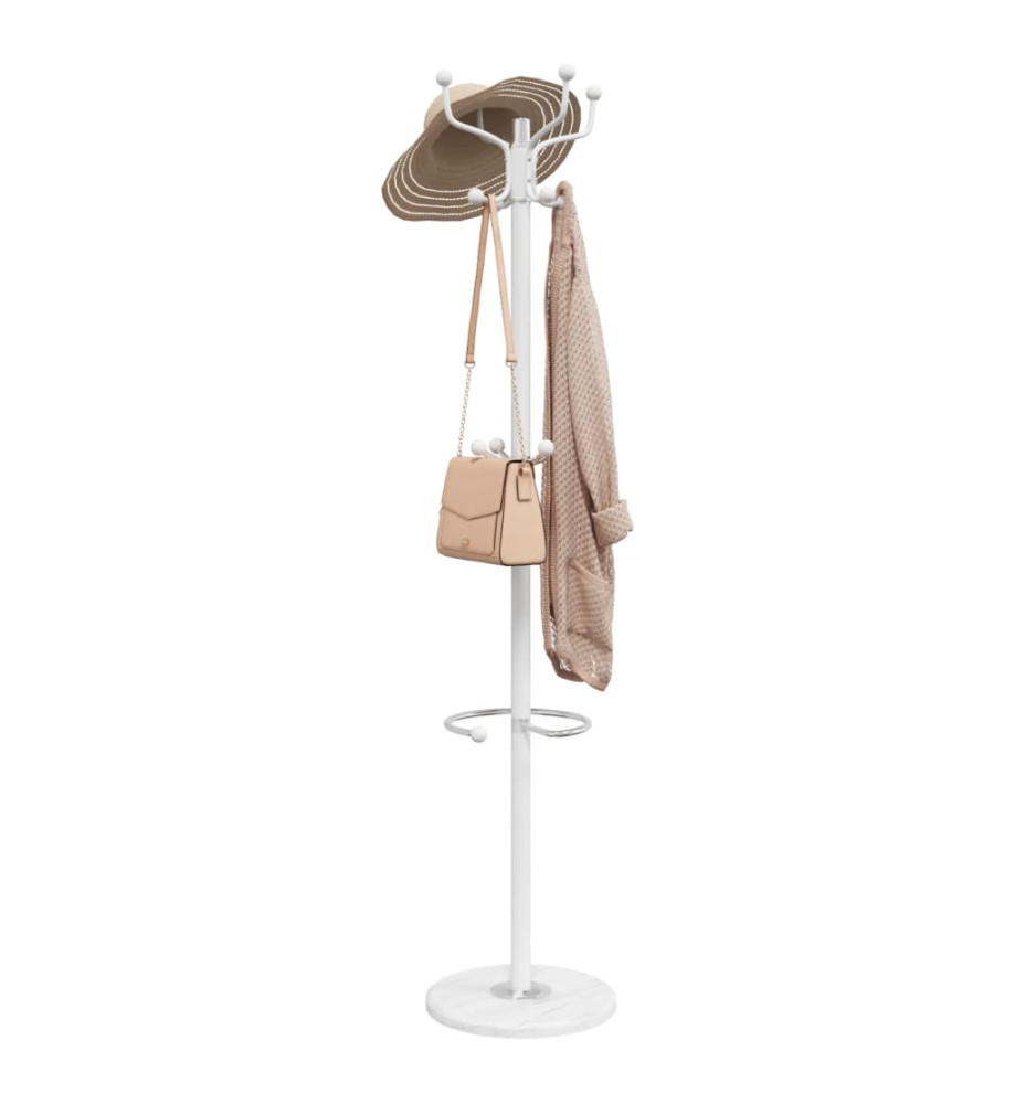 Porte-manteau avec porte-parapluie blanc fer enduit de poudre Porte-manteau avec porte-parapluie blanc fer enduit de poudre