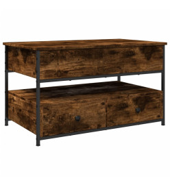 Table basse chêne fumé 85x50x50 cm bois d'ingénierie et métal