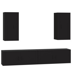 Ensemble de meubles TV 4 pcs Noir Bois d'ingénierie