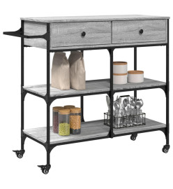 Chariot de cuisine sonoma gris 105x42x95 cm bois d'ingénierie