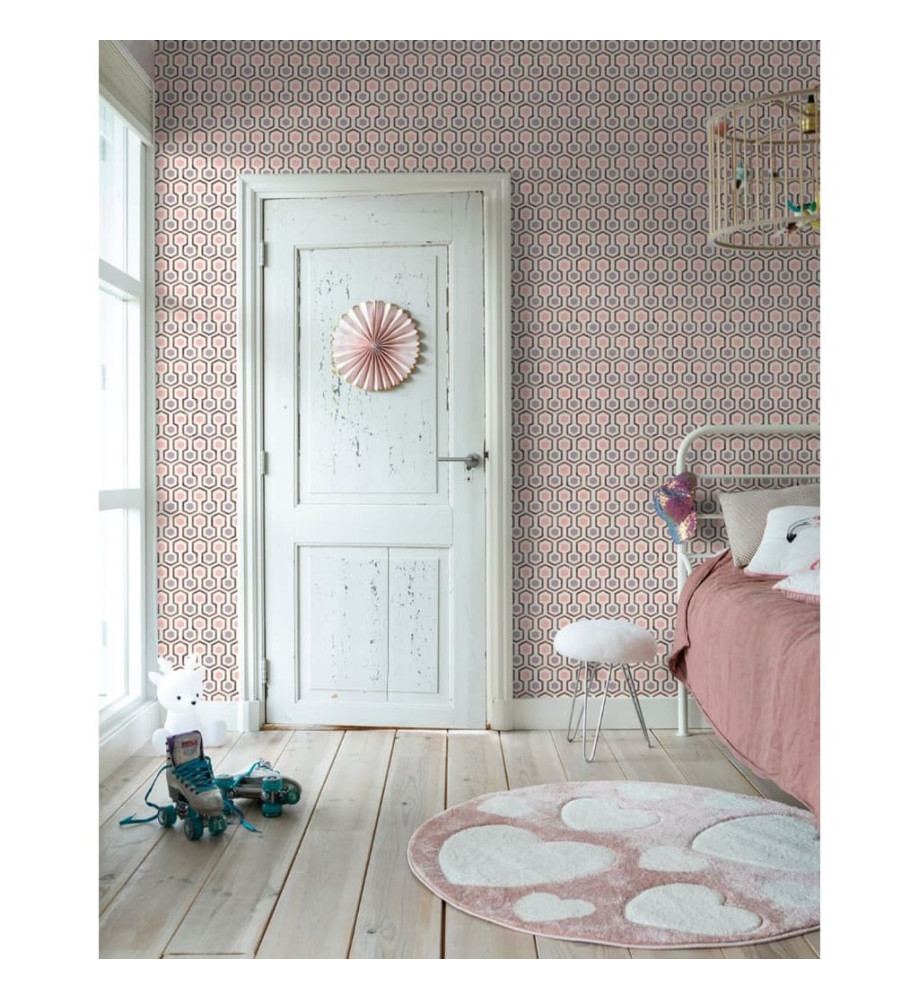 Good Vibes Papier peint Hexagon Pattern Rose et violet