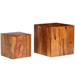 Ensemble de table basse 2 pcs Bois massif de Sesham 40x40x40 cm