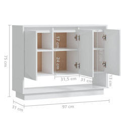 Buffet Blanc brillant 97x31x75 cm Aggloméré