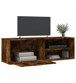 Meuble TV chêne fumé 120x34x37 cm bois d'ingénierie