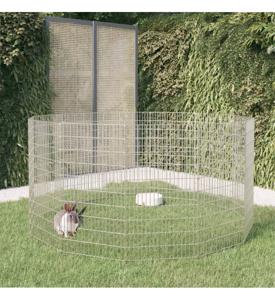 Cage à lapin 12 panneaux 54x100 cm Fer galvanisé