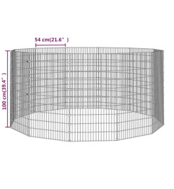 Cage à lapin 12 panneaux 54x100 cm Fer galvanisé