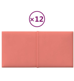 Panneaux muraux 12 pcs Rose 30x15 cm Velours 0,54 m²