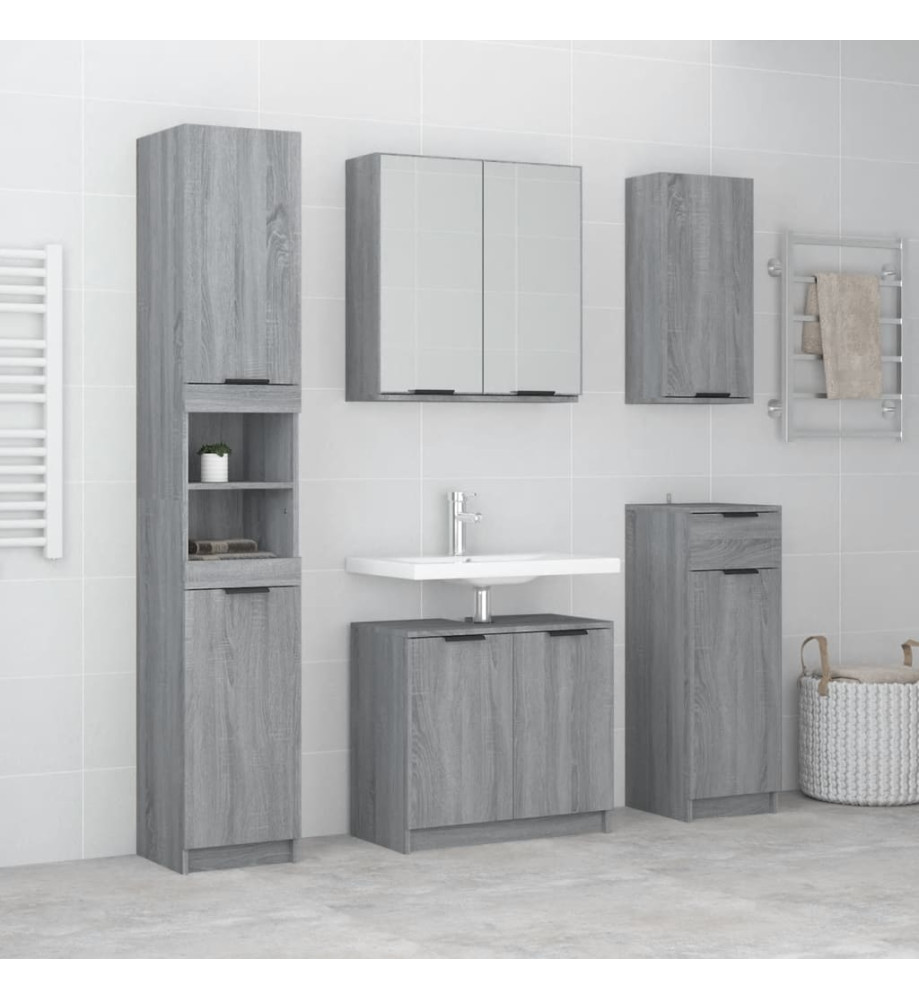 Meubles de salle de bain 5 pcs Sonoma gris Bois d'ingénierie