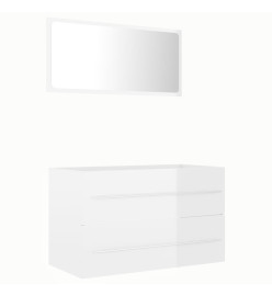 Ensemble de meubles de bain 2 pcs Blanc brillant Aggloméré