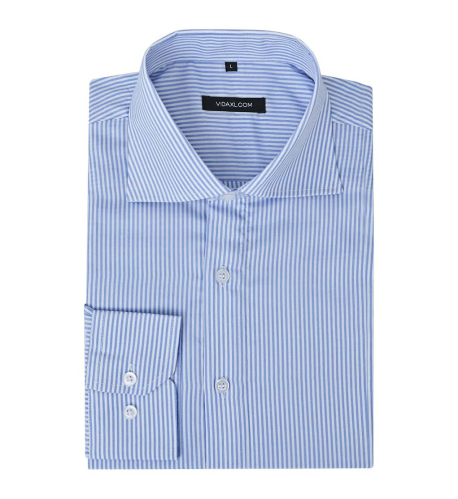 Chemise pour hommes Blanc et bleu Rayée Taille S