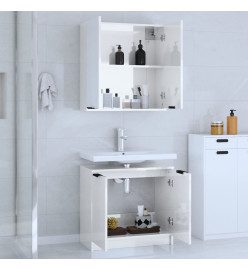 Meubles de salle de bain 2 pcs Blanc brillant Bois d'ingénierie