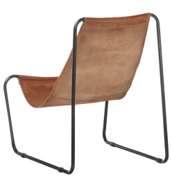 Chaise de relaxation Marron Cuir véritable