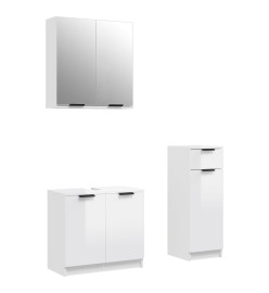 Ensemble d'armoires de salle de bain 3 pcs blanc brillant