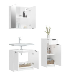 Ensemble d'armoires de salle de bain 3 pcs blanc brillant